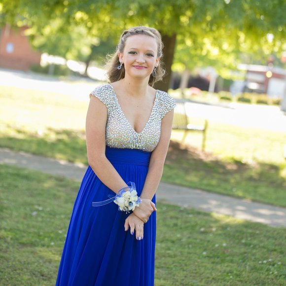 ROYAL BLUE PROM DRESS - Picture 1 of 5